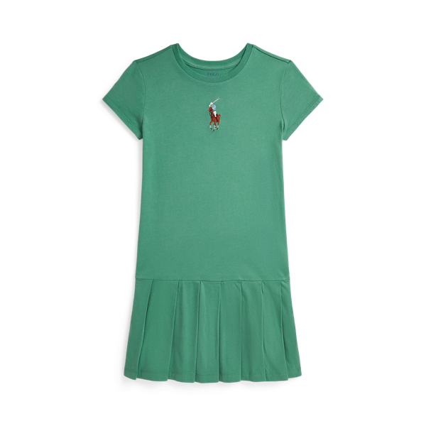 Polo Ralph Lauren Ralph Lauren Big Pony Pleated Cotton Jersey Dress