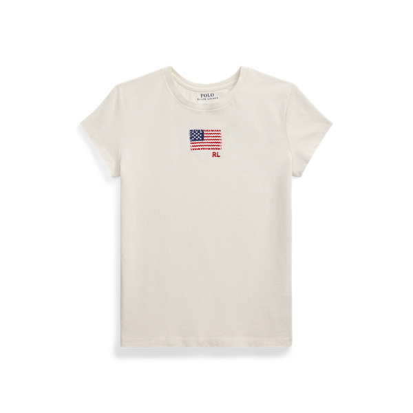 Polo Ralph Lauren Big Girls Flag-applique Jersey T-shirt
