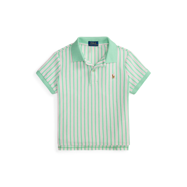 Polo Ralph Lauren Ralph Lauren Striped Oxford Mesh Boxy Polo Shirt In Green
