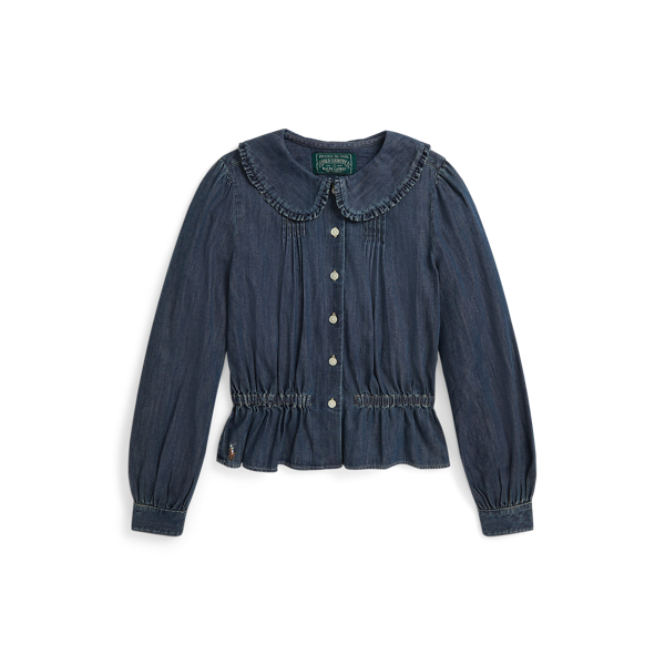Polo Ralph Lauren Ruffled-collar Denim Blouse