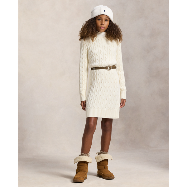 Polo Ralph Lauren Ralph Lauren Cable-knit Cotton Sweater Dress In Neutral