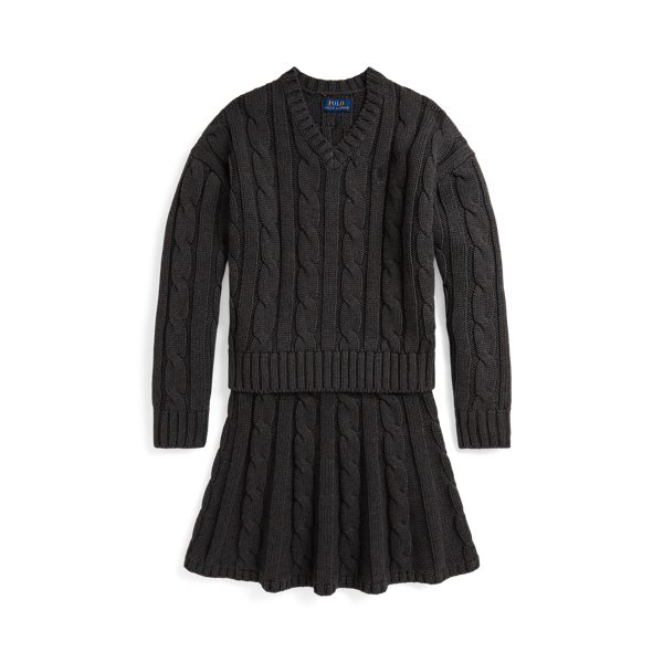 Polo Ralph Lauren Ralph Lauren Cable-knit Cotton Sweater & Skirt Set In Black
