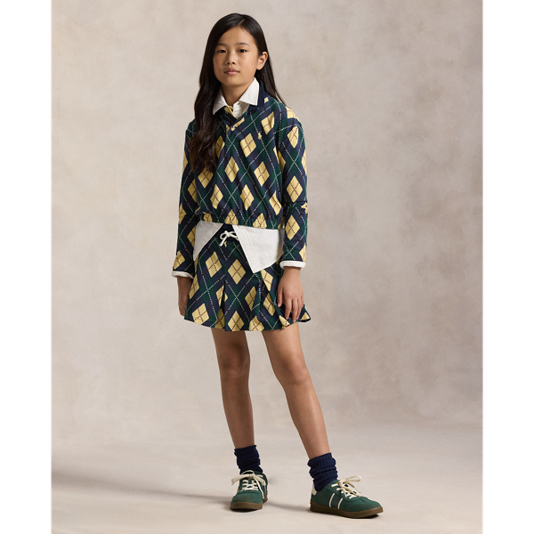 Polo Ralph Lauren Argyle-pattern Pleated Skirt Set In Green