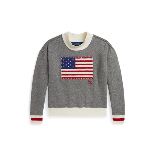 Polo Ralph Lauren Ralph Lauren Flag Fleece Mockneck Sweatshirt In Gray