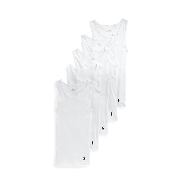 Polo Ralph Lauren Ribbed Stretch Cotton Tank 5-pack In White