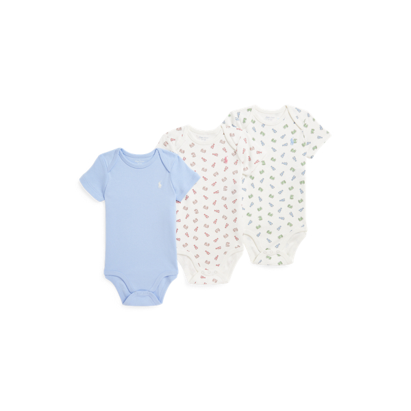 Polo Ralph Lauren Crab-print Cotton Bodysuit 3-pack Set In Multi