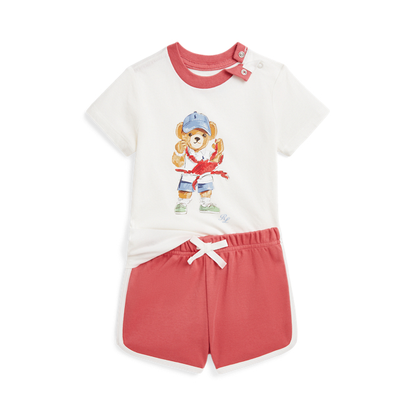 Polo Ralph Lauren Polo Bear Cotton Tee & Short Set In Nevis