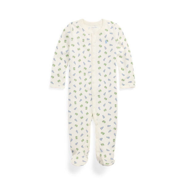 Polo Ralph Lauren Crab-print Cotton Interlock Coverall In White/blue Lobster Print