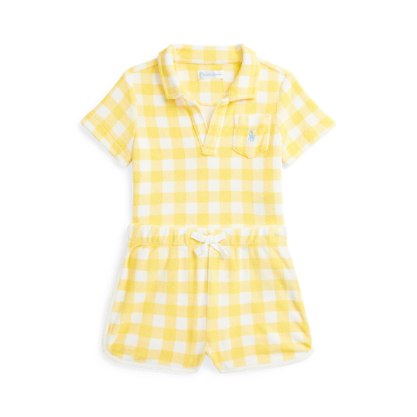 Polo Ralph Lauren Gingham Terry Polo Shirt & Short Set In Yellow Gingham