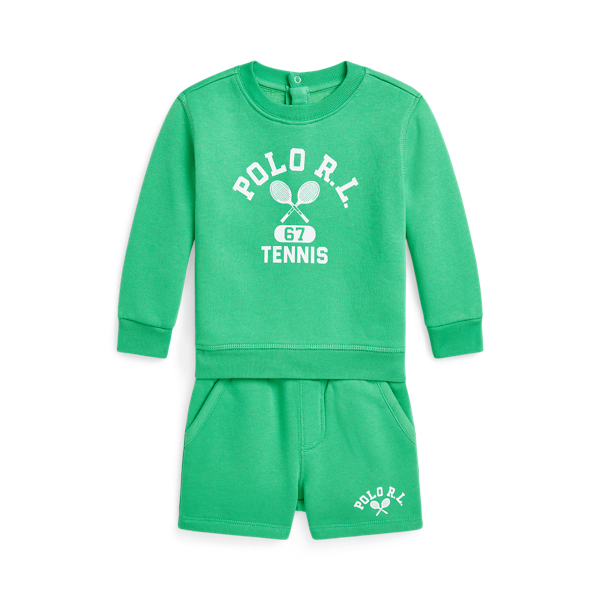 Polo Ralph Lauren Logo Fleece Sweatshirt & Short Set In Plato Green