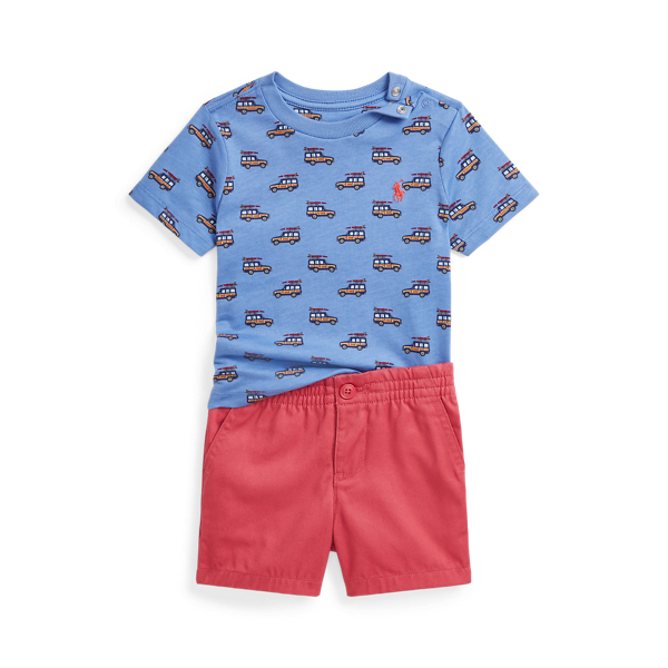 Polo Ralph Lauren Ralph Lauren Wagon Print Cotton T-shirt & Shorts Set In Woody Toss Print