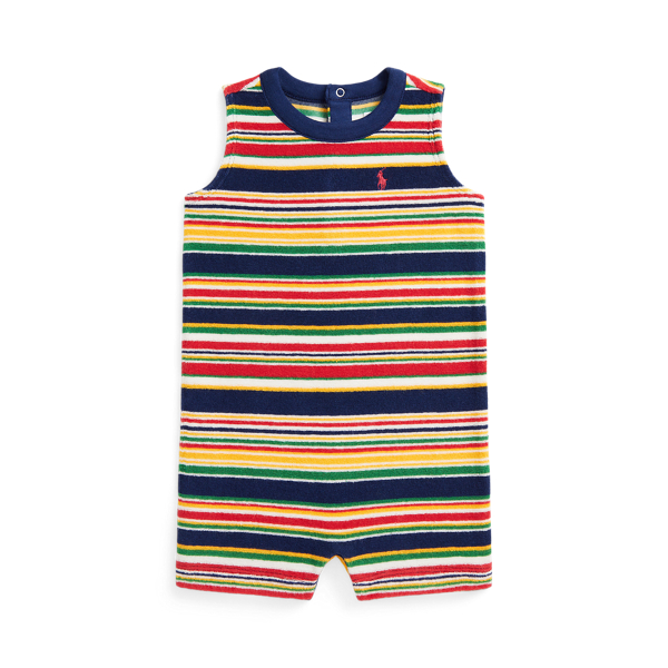 Ralph Lauren Striped Cotton Terry Shortall In Yellow Stripe Multi