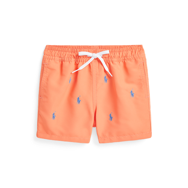 Polo Ralph Lauren Traveler Polo Pony Swim Trunk In Poppy