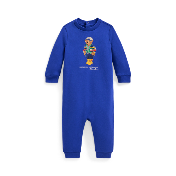 Polo Ralph Lauren Ralph Lauren Polo Bear Graphic Sweatshirt Romper In Travel Blue