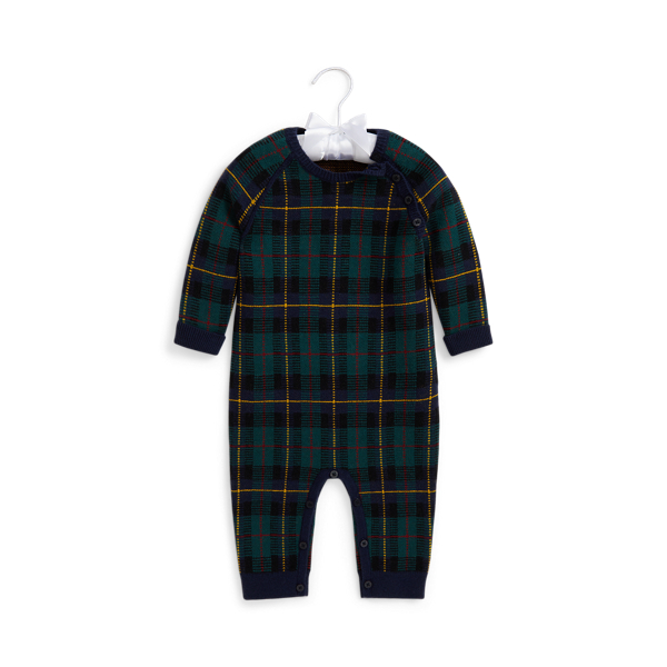 Ralph Lauren Plaid Wool Coverall In Blue