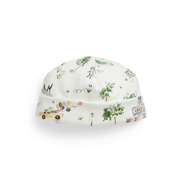 Ralph Lauren Rl Baby X Riley Sheehey Cotton Beanie In White