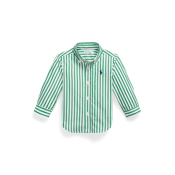 Ralph Lauren Striped Cotton Poplin Shirt In Green
