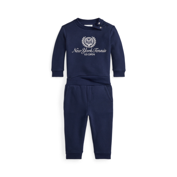 Ralph Lauren Us Open Fleece Sweatshirt & Pant Set In Blue