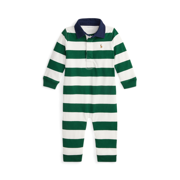 Ralph Lauren Baby Boys Striped Rugby Romper In Multi
