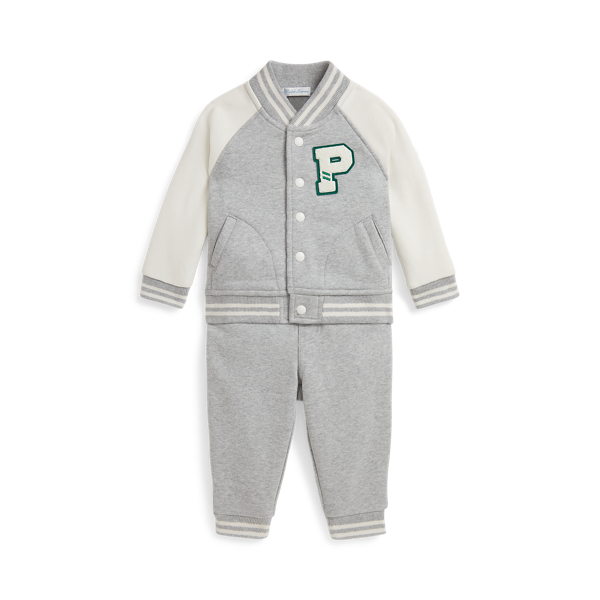 Ralph Lauren Fleece Baseball Jacket & Joggers Set In Multi