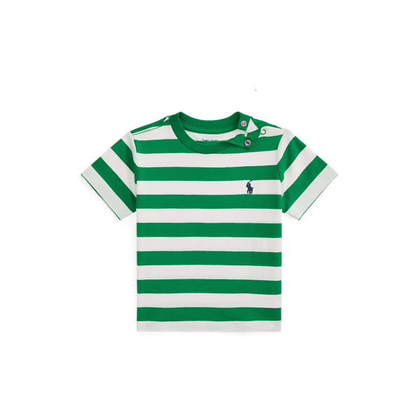 Ralph Lauren Striped Cotton Jersey Tee In Green