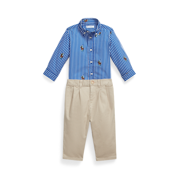 Ralph Lauren Baby Boys Shirt And Trousers Set In Multi