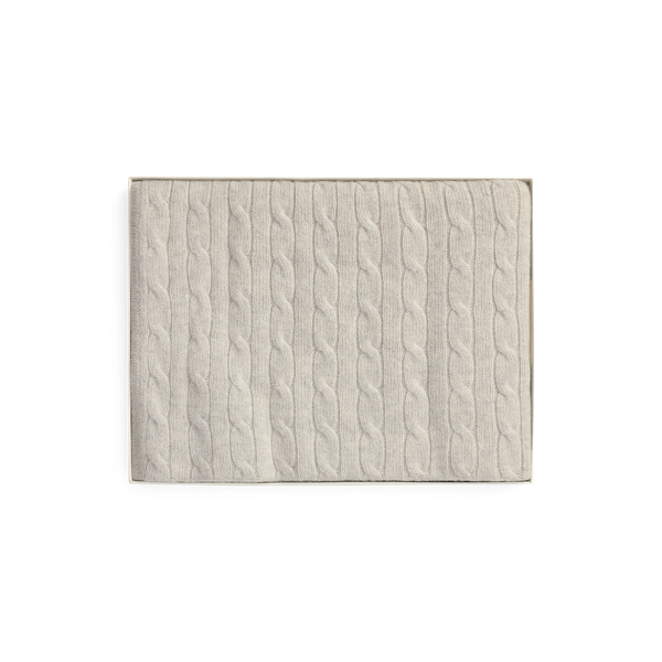 Ralph Lauren Cable-knit Cashmere Blanket In Gray