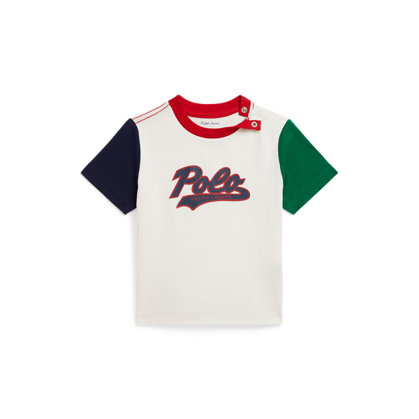 Ralph Lauren Logo Color-blocked Cotton Tee In Multi
