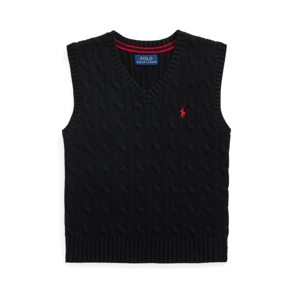 Polo Ralph Lauren Cable-knit Cotton Sweater Vest In Polo Black
