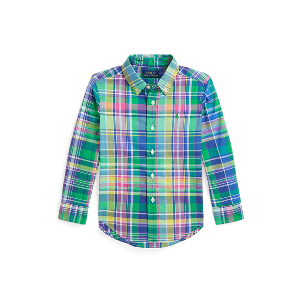 Polo Ralph Lauren Plaid Cotton Poplin Shirt In Seafoam Blue Multi