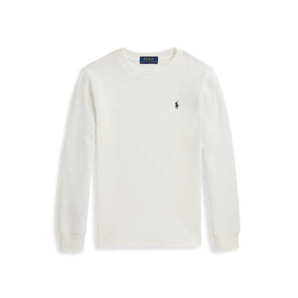 Polo Ralph Lauren Ralph Lauren Waffle-knit Cotton Long-sleeve Tee In White