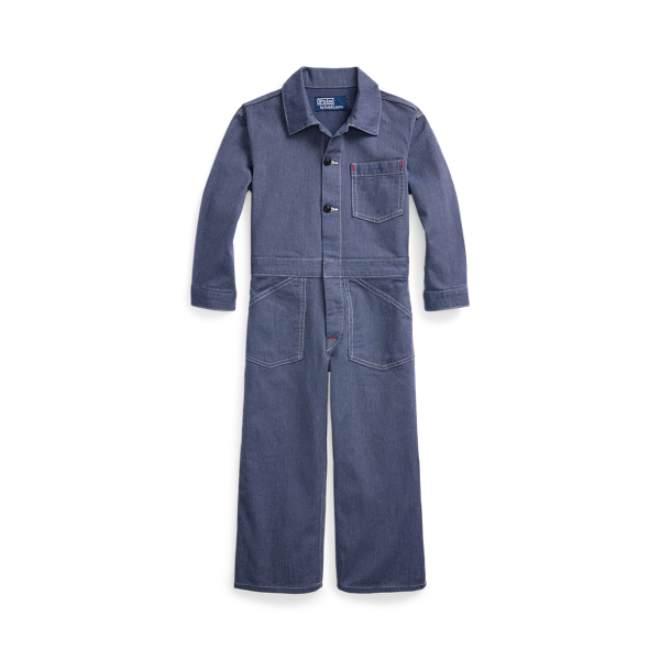 Polo Ralph Lauren Striped Cotton Denim Coverall In Tolbert Wash