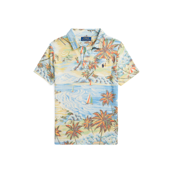 Ralph Lauren Kids' Tropical-print Spa Terry Polo Shirt In Multi