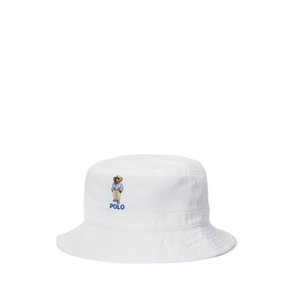 Ralph Lauren Kids' Polo Bear Cotton Twill Bucket Hat In White