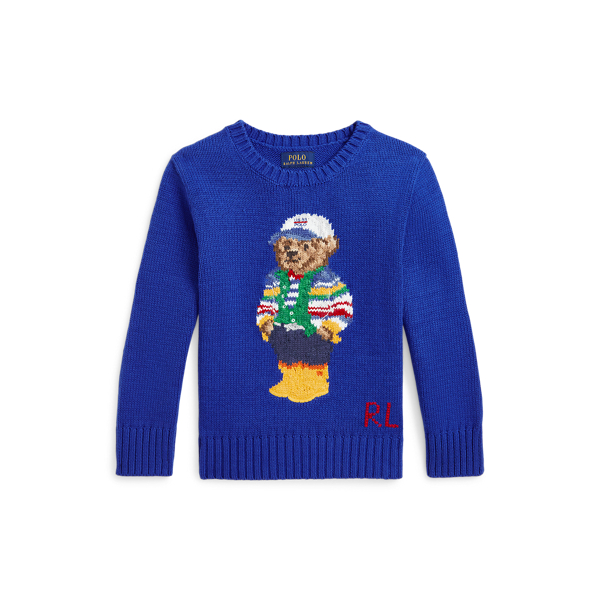 Polo Ralph Lauren Polo Bear Cotton Sweater In Royal Blue