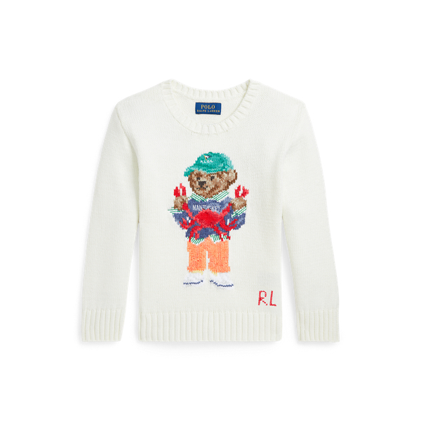 Polo Ralph Lauren Polo Bear Cotton Sweater In Nevis