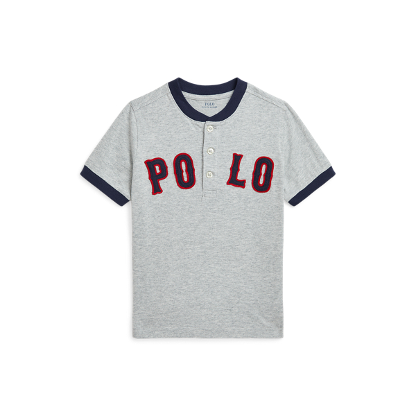 Polo Ralph Lauren Kids' Baseball-logo Cotton Henley Shirt In Andover Heather