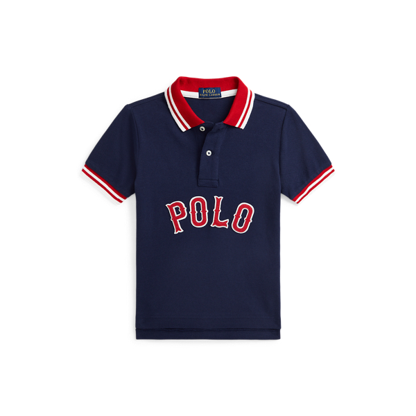 Polo Ralph Lauren Baseball-logo Cotton Mesh Polo Shirt In Refined Navy