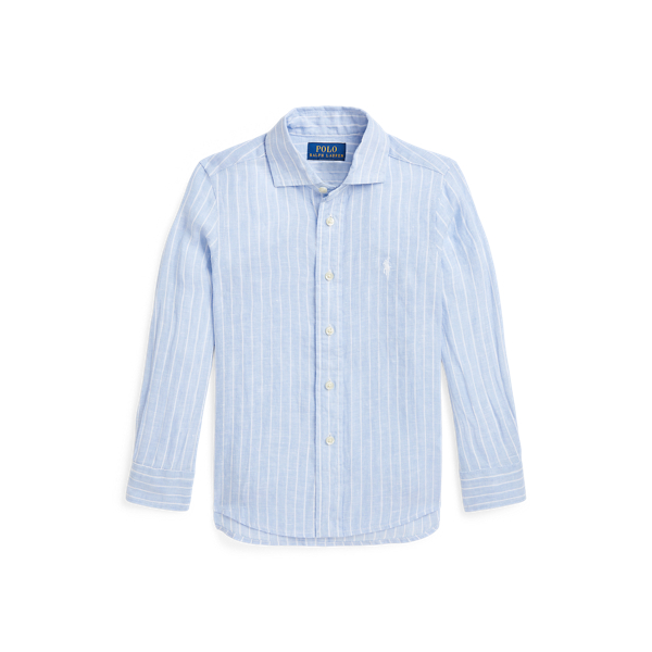 Polo Ralph Lauren Striped Linen Shirt In Light Blue/white