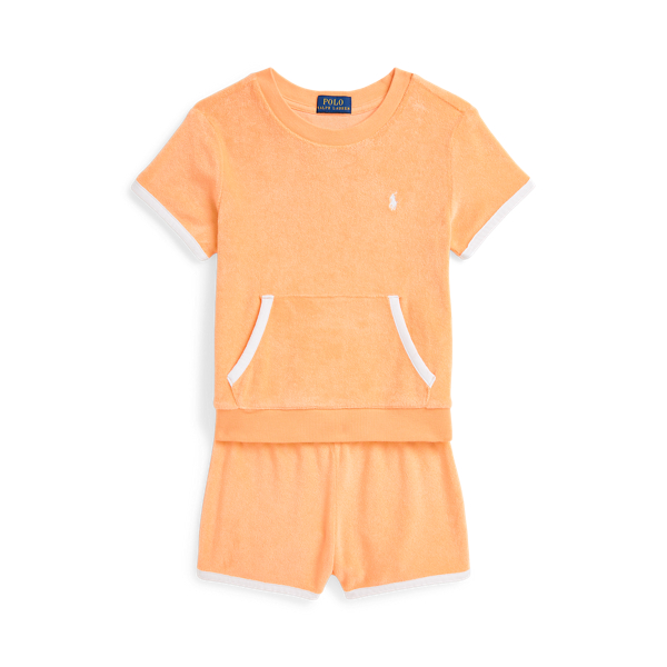 Polo Ralph Lauren Terry Sweatshirt & Short Set In Soft Creamsicle