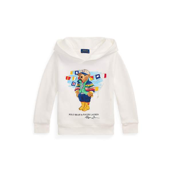 Polo Ralph Lauren Polo Bear Fleece Hoodie In Paper White