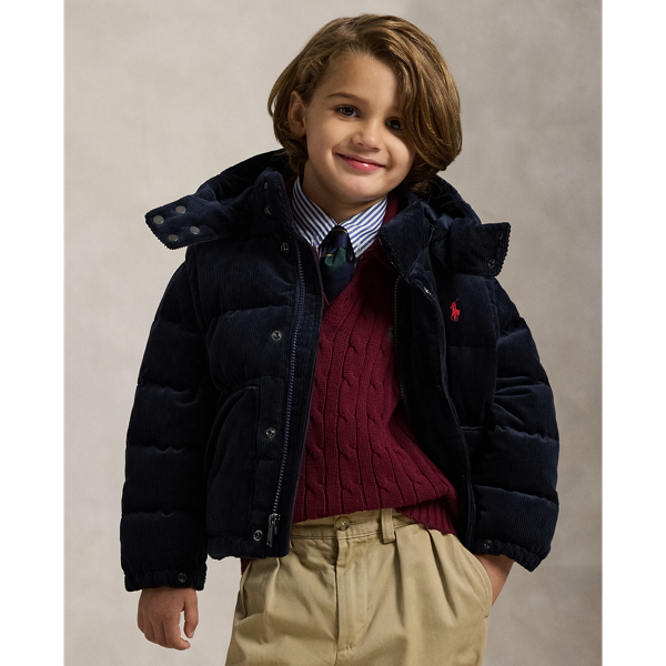Polo Ralph Lauren Ralph Lauren Convertible Corduroy Down Jacket In Black