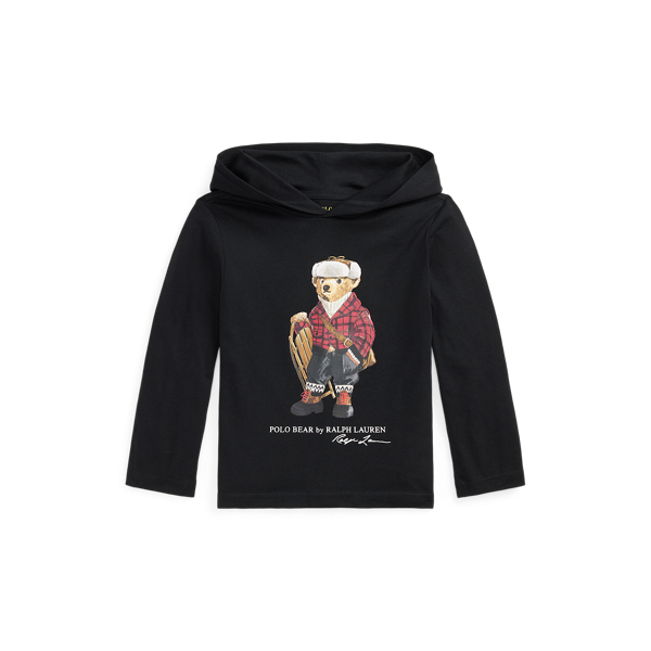 Polo Ralph Lauren Ralph Lauren Polo Bear Cotton Hooded Tee In Black