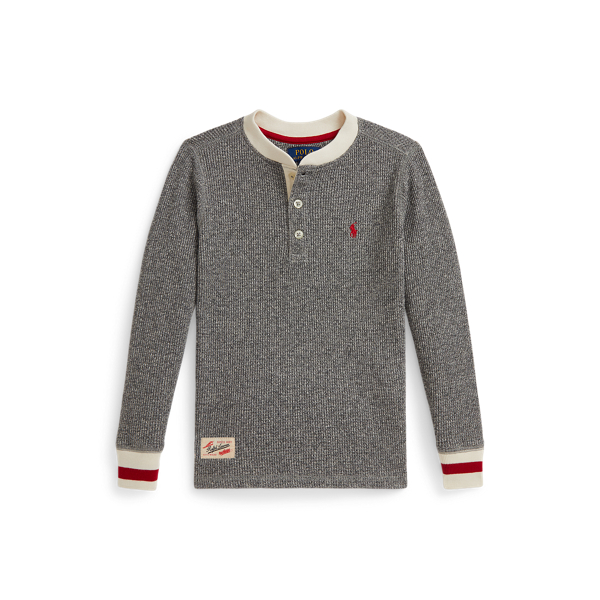 Polo Ralph Lauren Ralph Lauren Waffle-knit Cotton Henley Shirt In Gray