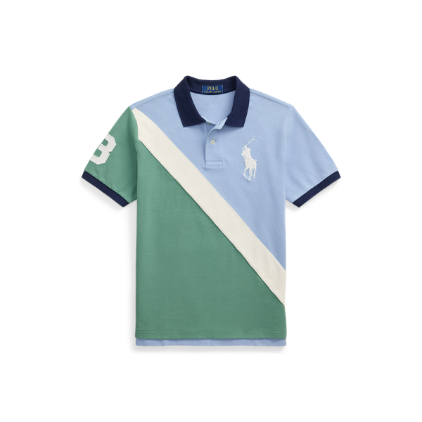 Polo Ralph Lauren Big Pony Cotton Mesh Polo Shirt In Chambray Blue Multi