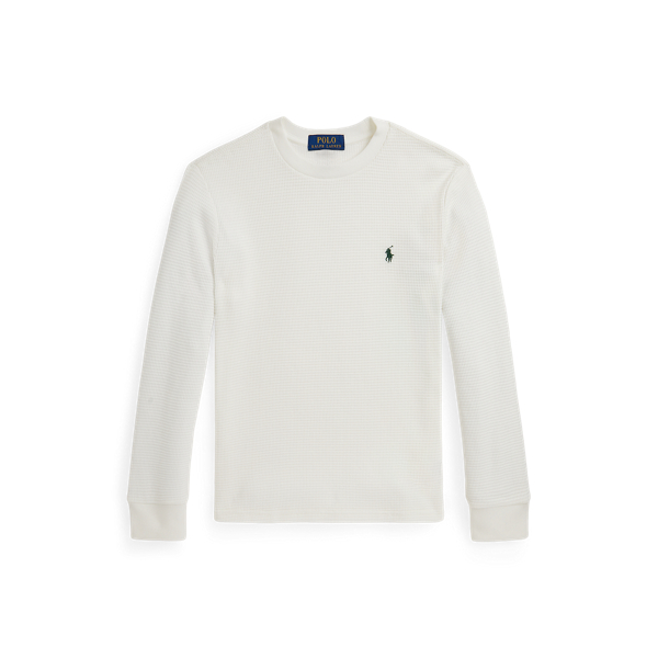 Polo Ralph Lauren Ralph Lauren Waffle-knit Cotton Long-sleeve Tee In Brown