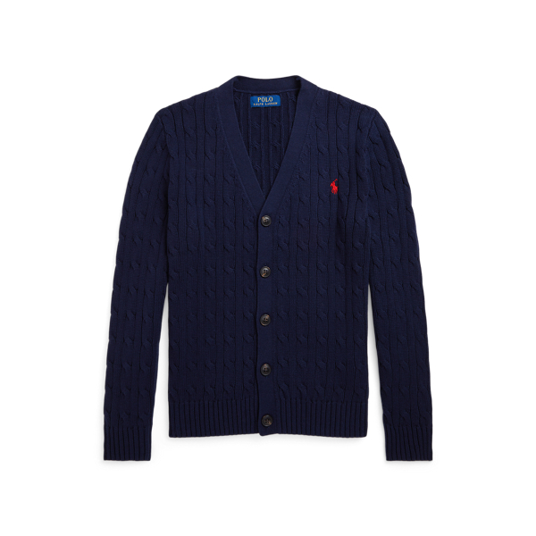 Polo Ralph Lauren Big Boys Cable-knit Cotton V-neck Cardigan Sweater In Rl Navy
