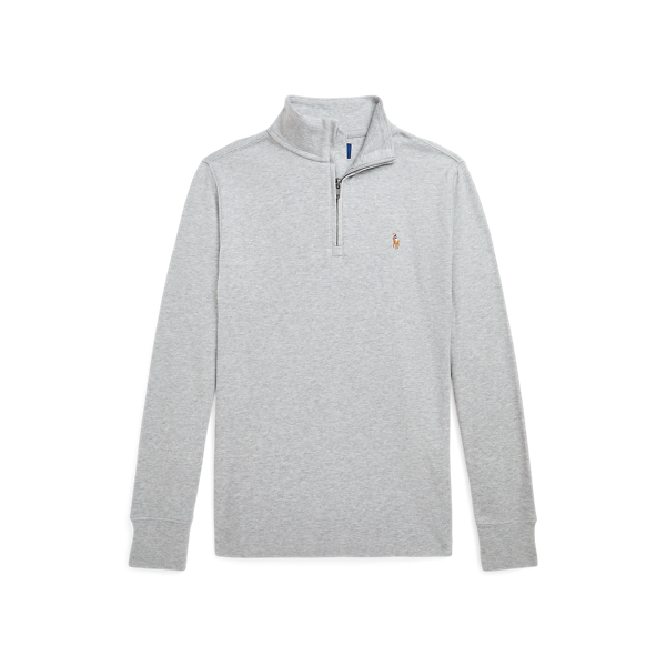 Polo Ralph Lauren Big Boys Cotton Interlock Quarter-zip Pullover Shirt In Andover Heather