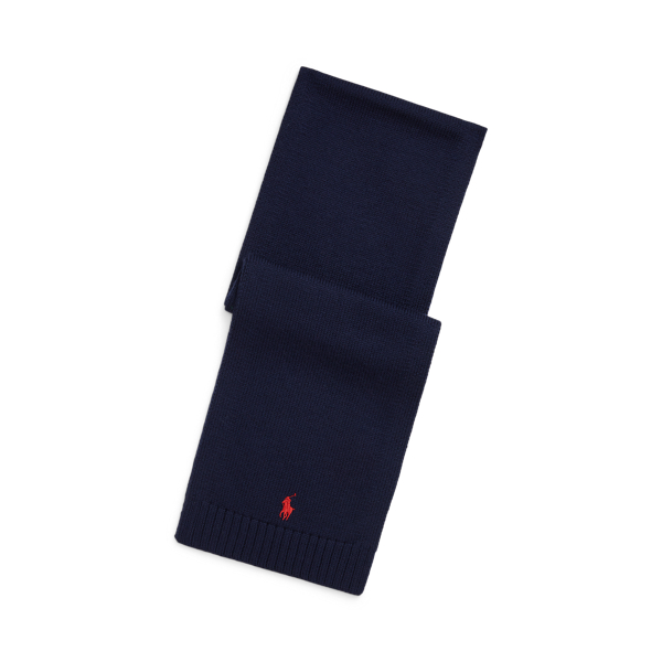 Polo Ralph Lauren Navy Boys' Logo-embroidered Wool Scarf L/xl In Blue
