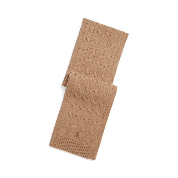 Polo Ralph Lauren Ralph Lauren Cable-knit Cotton Scarf In Neutral